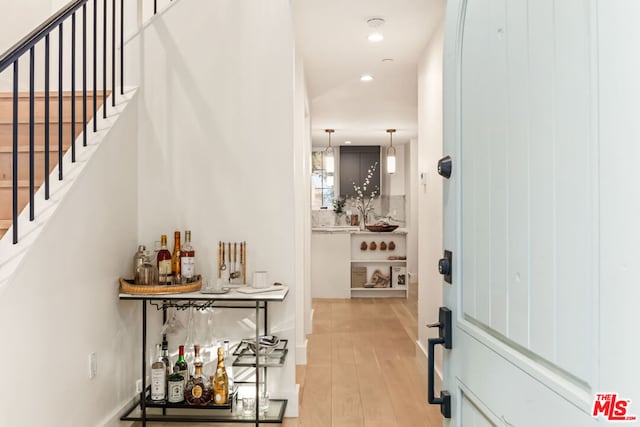 interior space with light hardwood / wood-style flooring