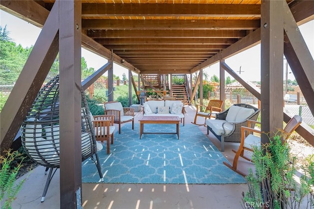 view of patio with an outdoor living space