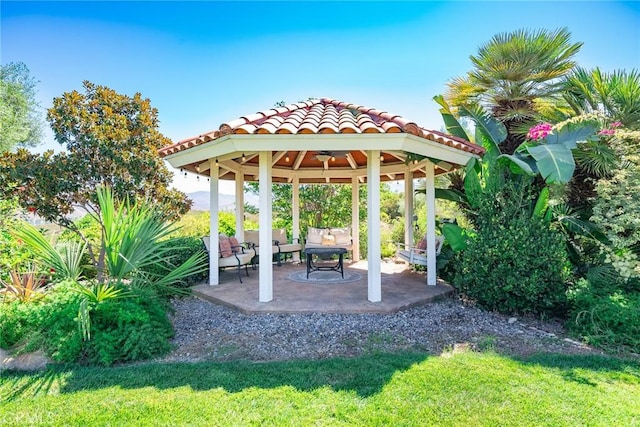 view of patio featuring a gazebo