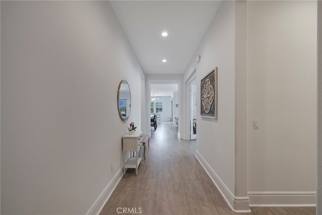 hall featuring light hardwood / wood-style flooring