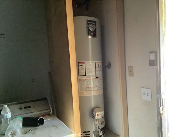 utility room with water heater