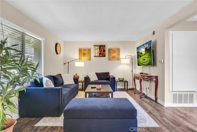 living room featuring hardwood / wood-style flooring