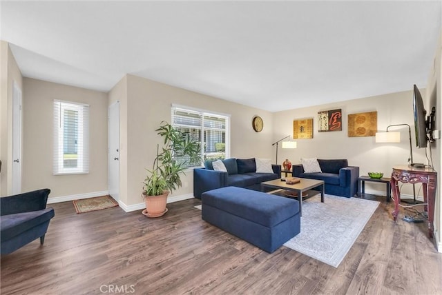 living room with hardwood / wood-style floors