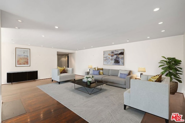 living room featuring light wood-type flooring