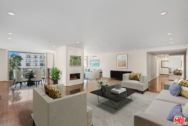 living room with a healthy amount of sunlight and light hardwood / wood-style floors