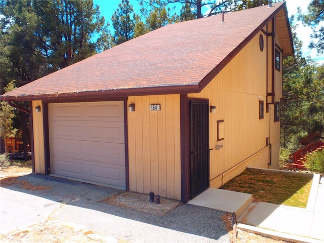 garage with wooden walls