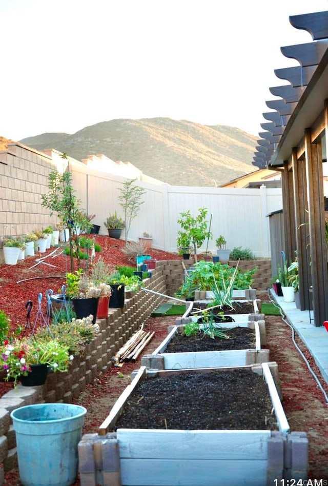 view of yard featuring a mountain view