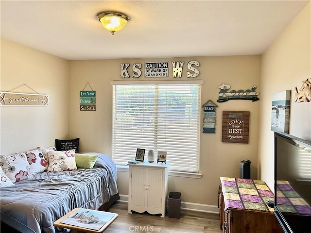 bedroom with hardwood / wood-style floors