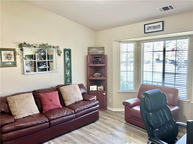 office space featuring light hardwood / wood-style floors