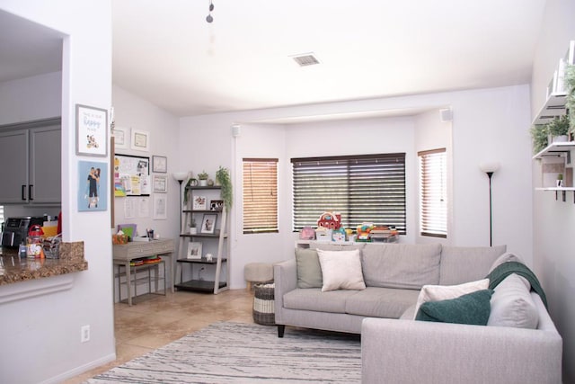 view of tiled living room