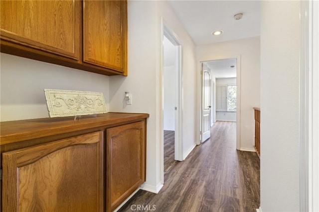 hall featuring dark hardwood / wood-style flooring