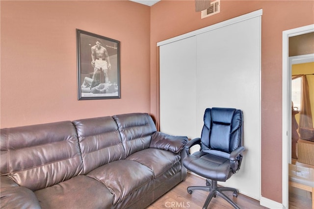 living room with hardwood / wood-style flooring