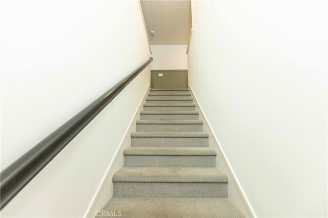 stairway with carpet floors