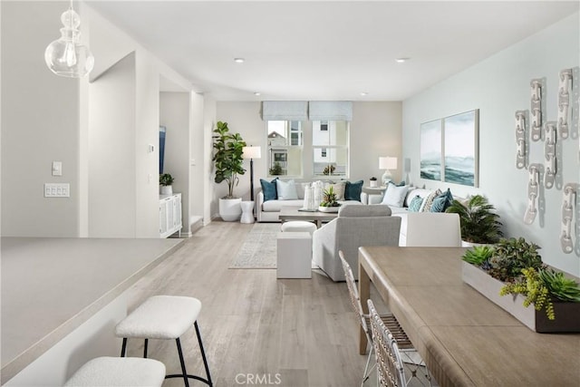 living room featuring light hardwood / wood-style floors