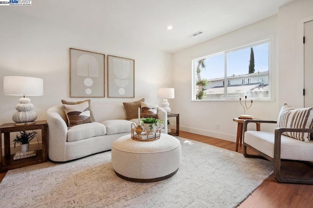 living room featuring light wood-type flooring