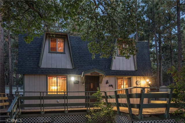 view of front of property with a deck