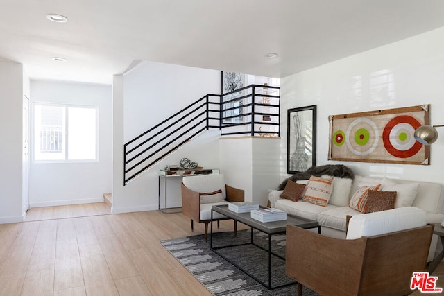 living room featuring light hardwood / wood-style flooring