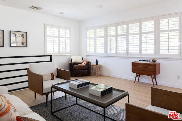 living room featuring light wood-type flooring