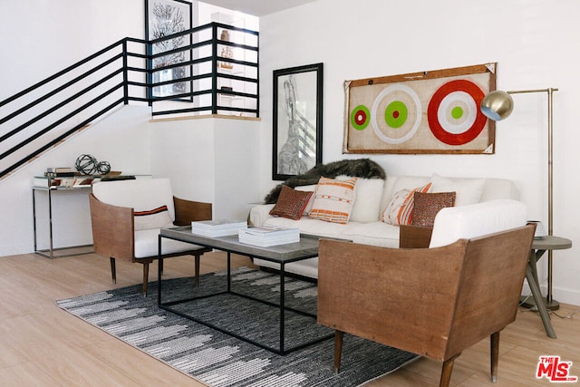 living room with hardwood / wood-style floors