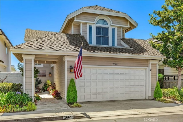 view of front property with a garage