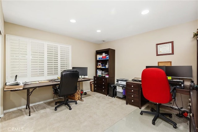 view of carpeted office space