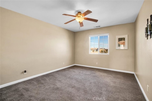 carpeted empty room with ceiling fan