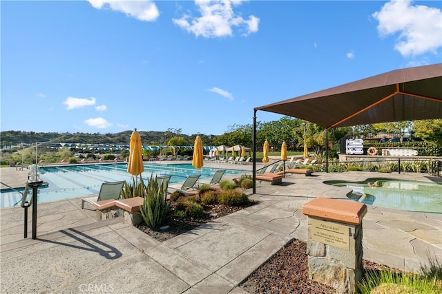 view of pool featuring a patio