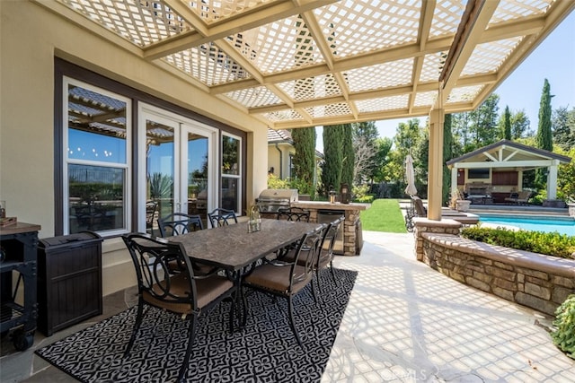 view of patio with a grill