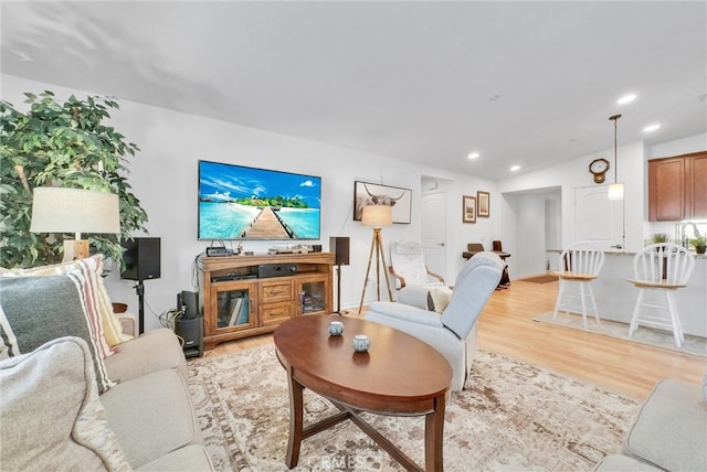 living room featuring light wood-type flooring