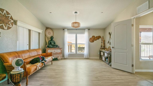 living area with light wood-type flooring