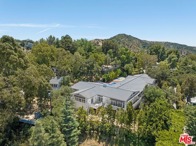 aerial view with a mountain view