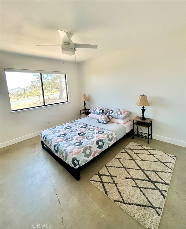 bedroom featuring ceiling fan