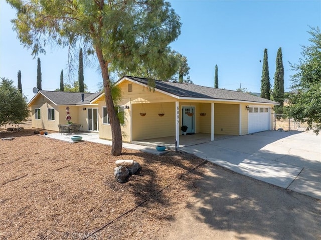 single story home with a garage