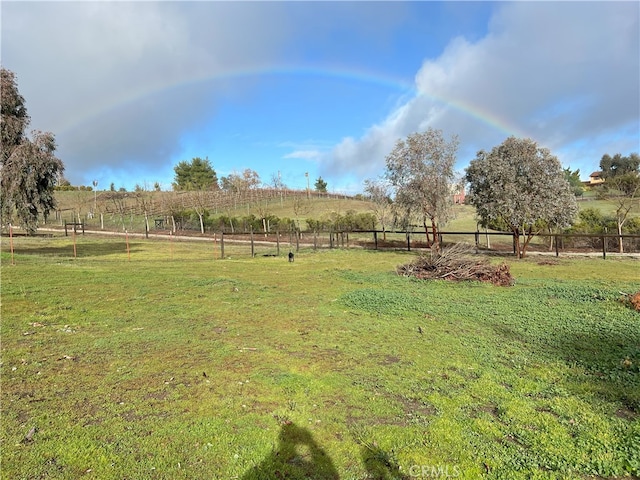 view of yard with a rural view