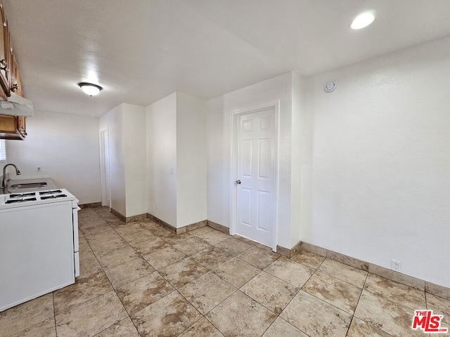 kitchen featuring white electric range oven