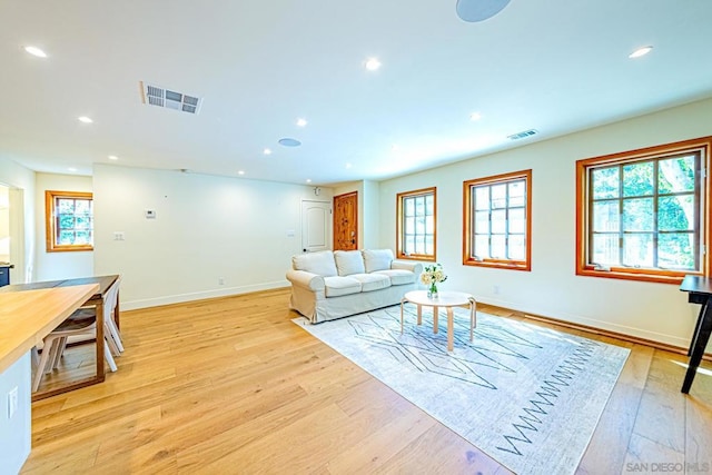 living room featuring light hardwood / wood-style flooring