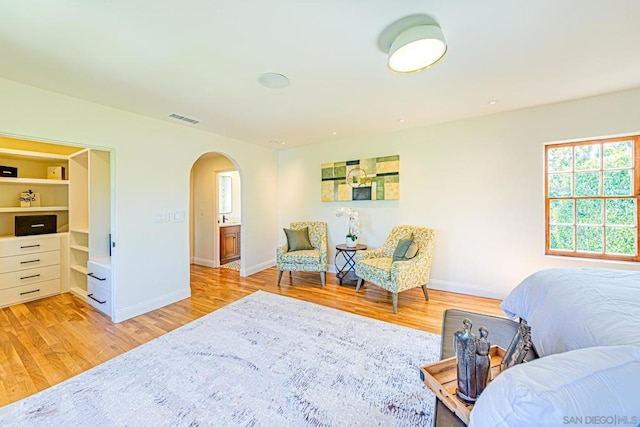 bedroom with light hardwood / wood-style flooring