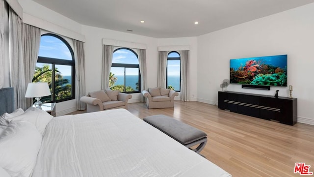 bedroom featuring light wood-type flooring