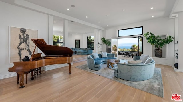 living room with light wood-type flooring