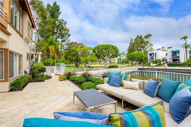 view of patio with an outdoor living space