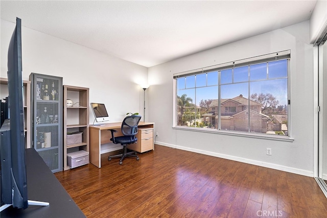 office area featuring dark hardwood / wood-style flooring