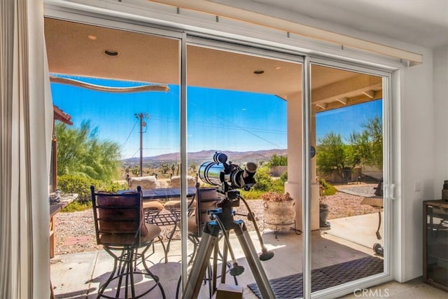 doorway with a mountain view