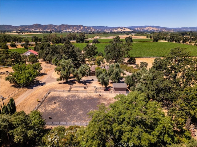 bird's eye view with a rural view and a mountain view