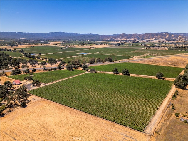 birds eye view of property with a mountain view and a rural view