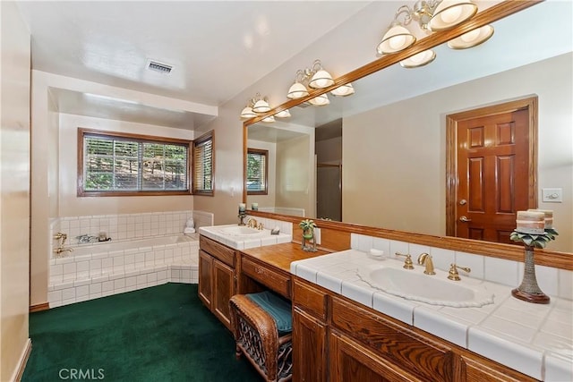 30184 Sky Line Dr, Running Springs, CA 92382 - full bathroom with double vanity and a bath