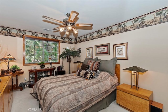 30184 Sky Line Dr, Running Springs, CA 92382 - carpeted bedroom featuring a ceiling fan