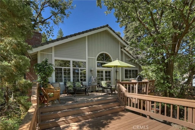 30184 Sky Line Dr, Running Springs, CA 92382 - view of wooden terrace