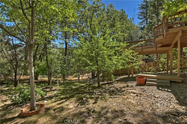 30184 Sky Line Dr, Running Springs, CA 92382 - view of yard featuring a wooden deck