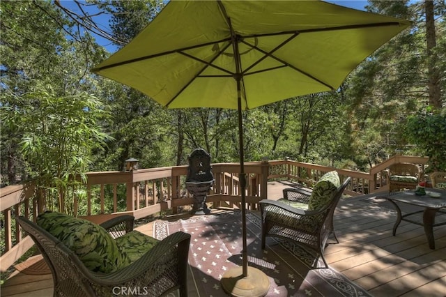30184 Sky Line Dr, Running Springs, CA 92382 - view of wooden terrace