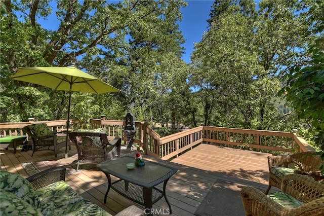 30184 Sky Line Dr, Running Springs, CA 92382 - view of wooden terrace
